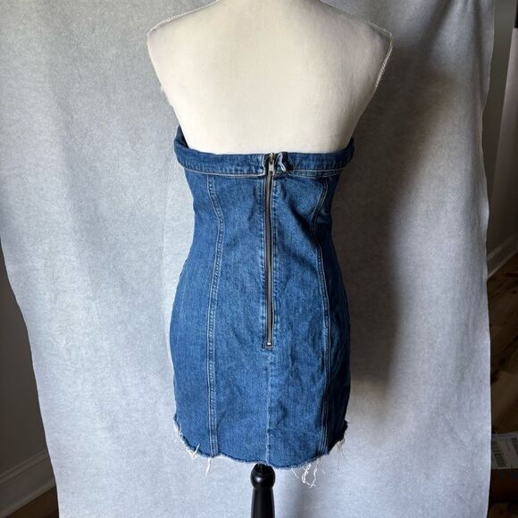 Reformation Madilyn Denim Mini Tube Top Strapless Bodycon Dress - Picture 3 of 6